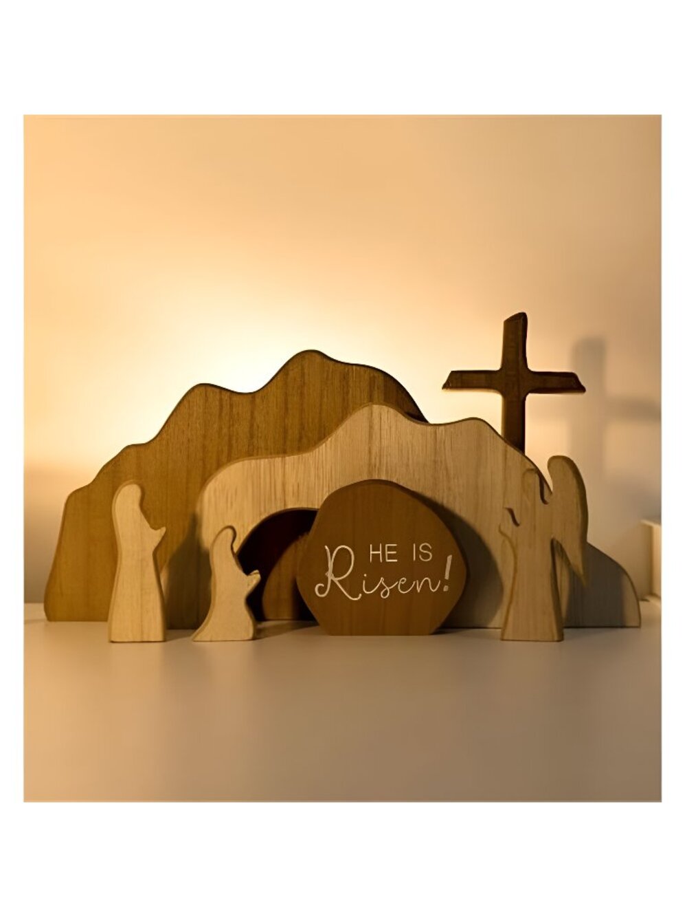 【He is Risen】Empty Tomb Scene Spring Easter Decorations, Jesus Nativity